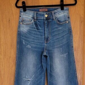 Judy Blue Retro Wide Leg Jeans Size 7/28 | High Rise Distressed Raw Hem
